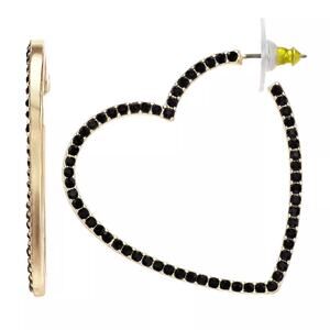 NWT Nine West Simulated Crystal Heart Hoop Earrings